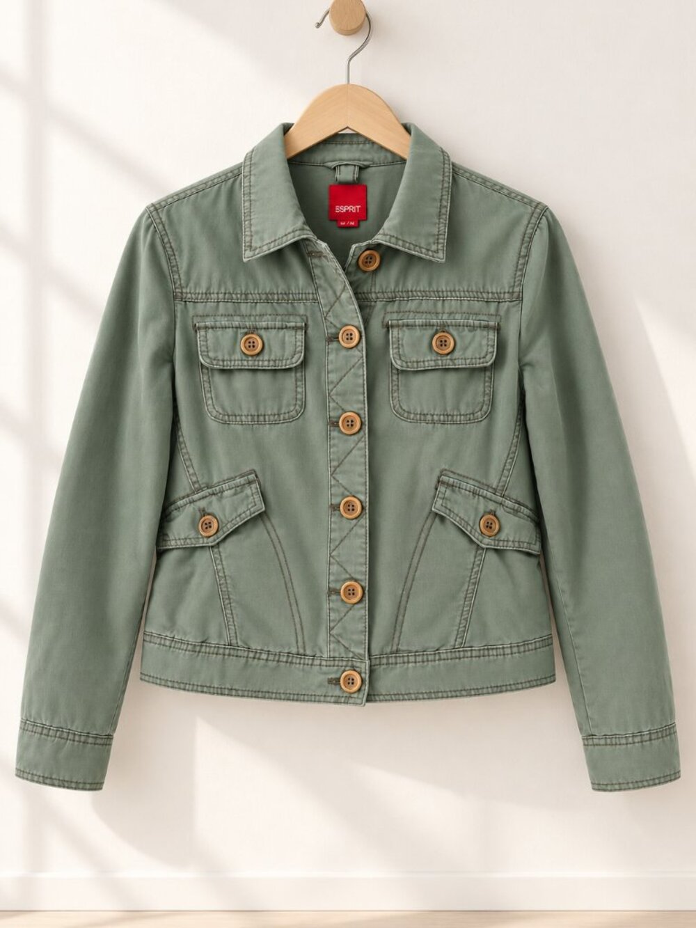 Esprit, Utility Jacket, Y2K, Light Olive Green Size Small